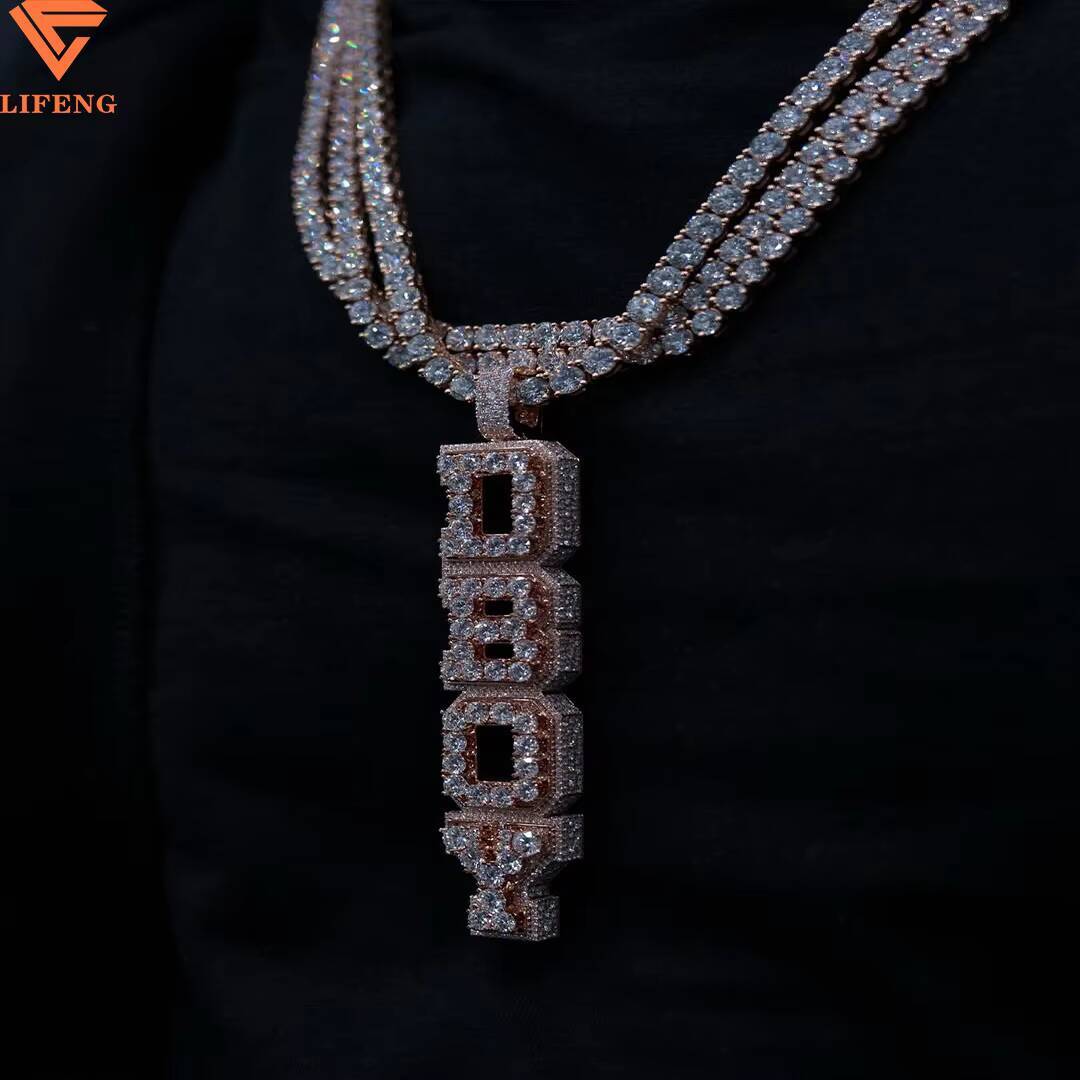 Fine Jewelry Hip Hop White Gold 925 Sterling Silver VVS Moissanite Diamond Cluster Tennis Chain Bracelet Necklace for Men Women