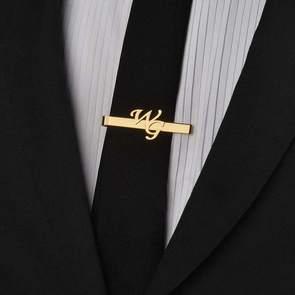 Mens Customized First Letter Tie Clip Stainless Steel Personalized Tie Buckle Jewelry Wedding Gift 260403BJ - view 3