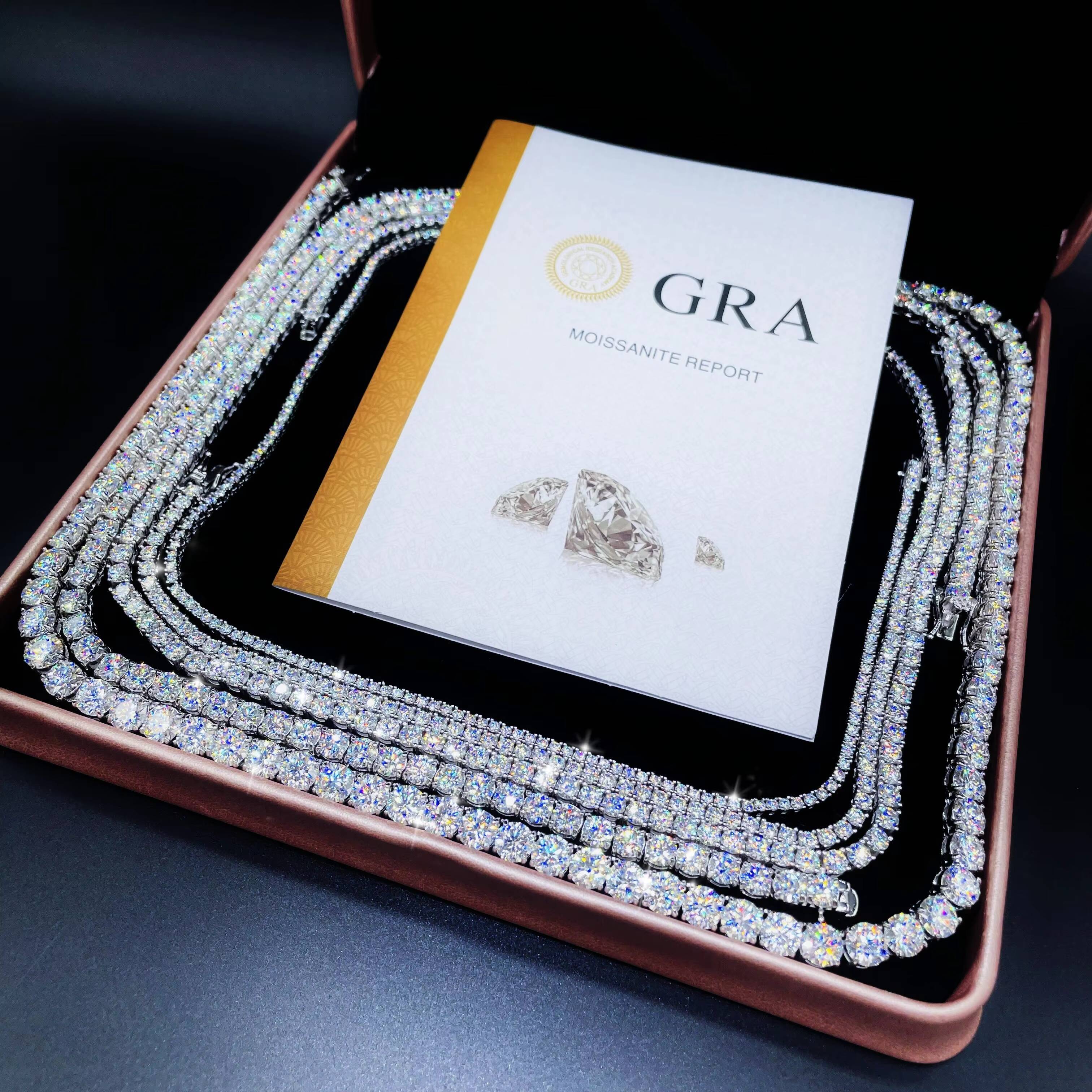 Hip Hop Jewelry Full Size Silver 925 Vvs Moissanite Tennis Chain Womenmens Necklace Pass Diamond Tester Chain in Stock