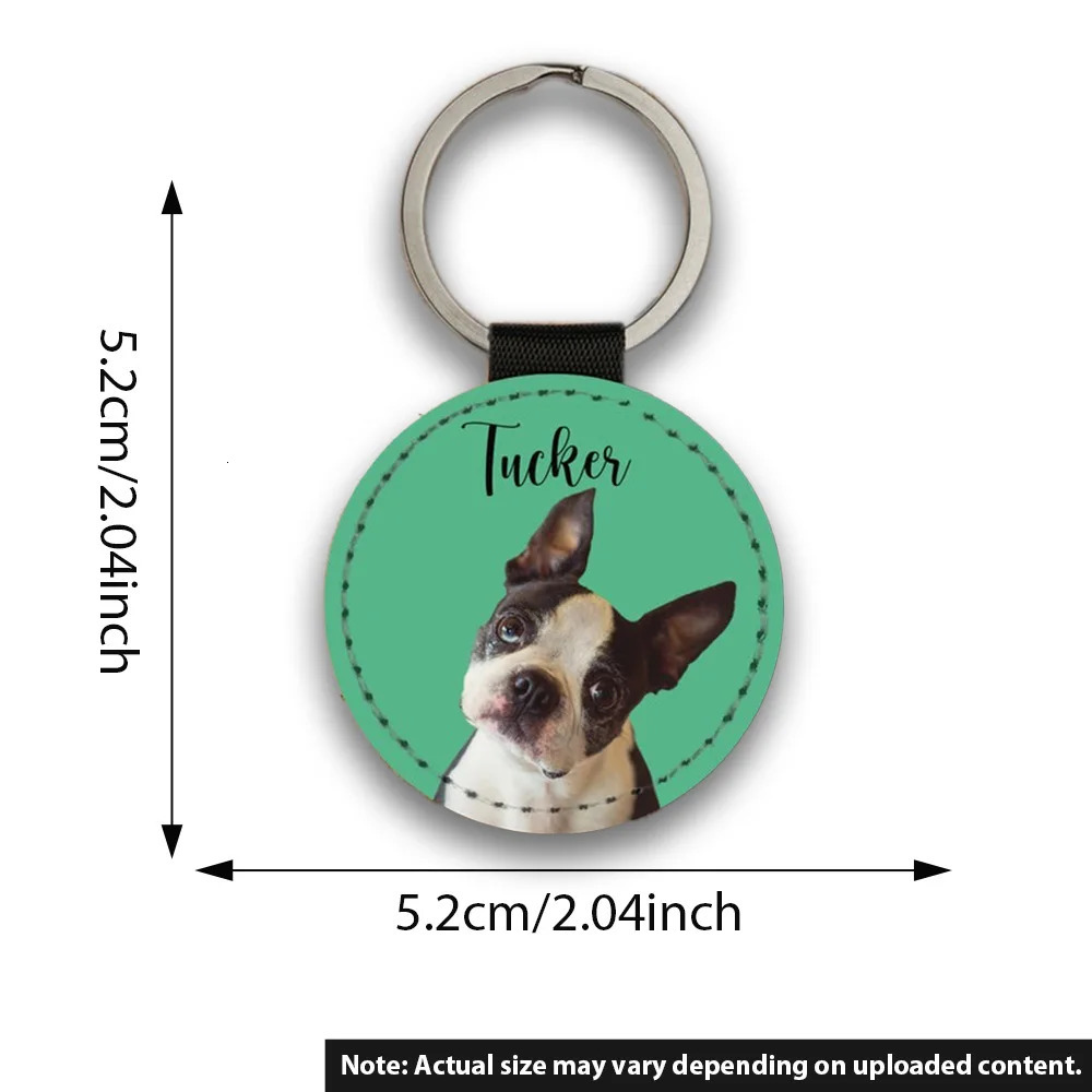 Custom Pet Po Keychain Personalized Dog Cat Portrait Name Leather Picture Keyring Charm Anniversary Memorial Loss Gift Him He 260403BJ - view 6