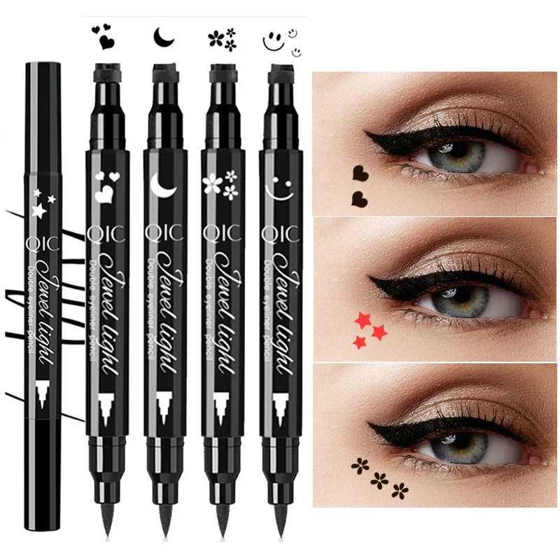 Double Head Moon Star Heart Liquid Eyeliner Pen Black Eye Liner Stamp Makeup Seal Eyeliner Pencil Waterproof Cosmetics H260406