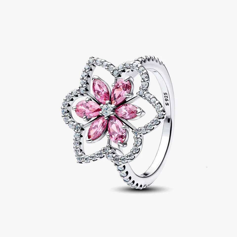 2026 New 925 Silver Heart Princess Crown Plant Bee Specimen ME Lucky Bow Double Layer Ring Exquisite DIY Charm Jewelry Gift