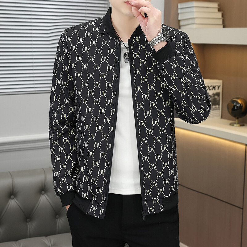 Designer Top 2026 Luxury Men's Clothing Men's Stand-up Collar Jacket Slim Fit Design Simple And Fashionable High-end And Luxurious Printed J - view 4