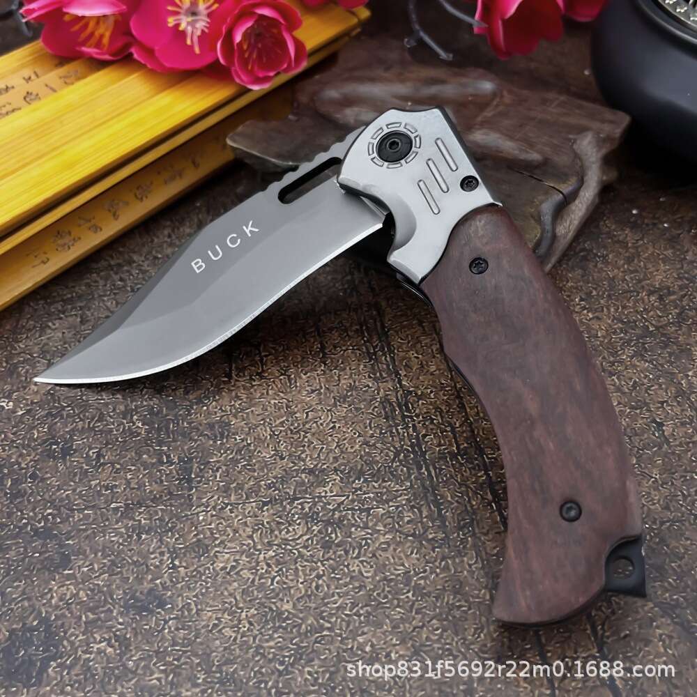 Buck FA 15% off outdoor high-hardness wooden handle household fruit knife, cross-border best-selling multifunctional folding knife