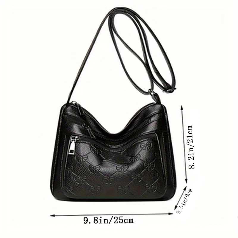 Womens Stylish Crossbody Shoulder Bag with Bow Print Decoration Practical for Daily Casual Outings Commute C260406