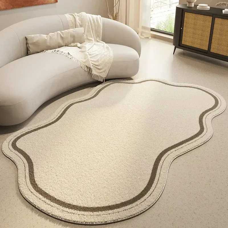 VIKAMA Cream Irregular Stripe Carpet, 100% Acrylic Lounge Area Rug for Living Room Bedroom T2600406 - view 4