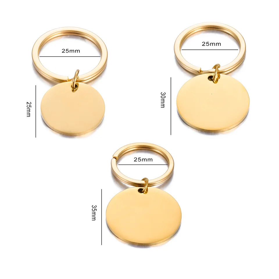 4PCS 25mm/30mm/35mm Stainless Steel Polished Blank Round Tag Key chain Charm Pendants For DIY Custom Jewelry Making Key Rings 260403BJ - view 7