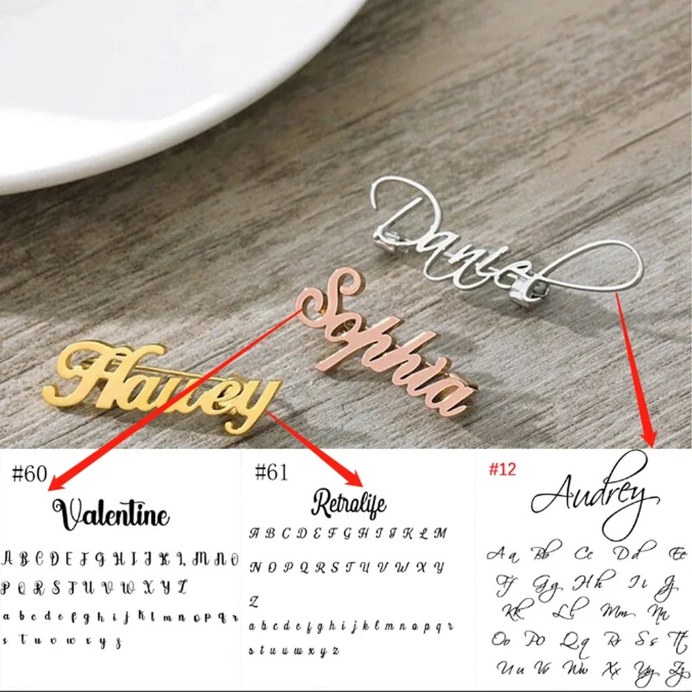 10Pcs Custom Name Brooch for Women Men Personalized Stainless Steel Customized Pins Nameplate Brooch Women Jewellery Gift 260403BJ - view 6