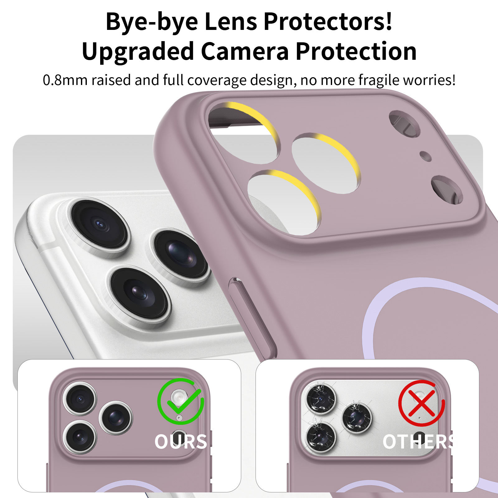 Compatible with iPhone 15/16/17 Series Magnetic Matte Case, Full Lens Anti-fall Cover with Lanyard Hole