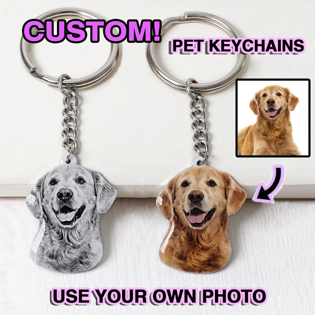 Custom Pet Po Keychain Personalized Dog Keychain Cat Keyring Animal Po Key Chain Accessories Custom Gift for Dog Lover 260403BJ