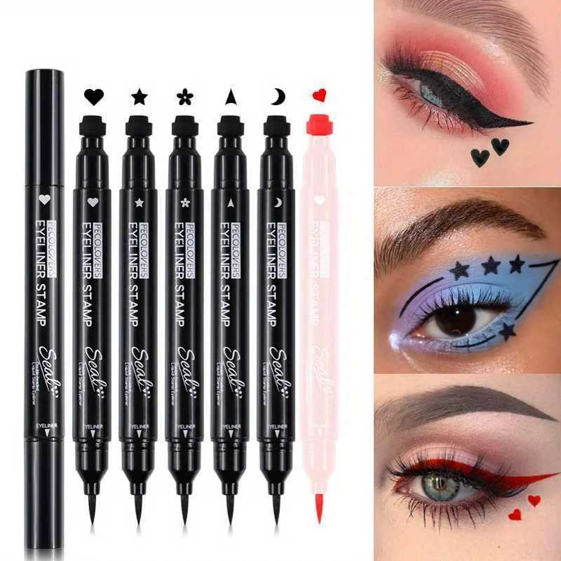 7 Styles Eyeliner Stamp Pen Red Black Liquid Eyeliner Pen Double-ended Lazy Eye Liner Pencil Fast Drying Waterproof Eye Makeup H260406