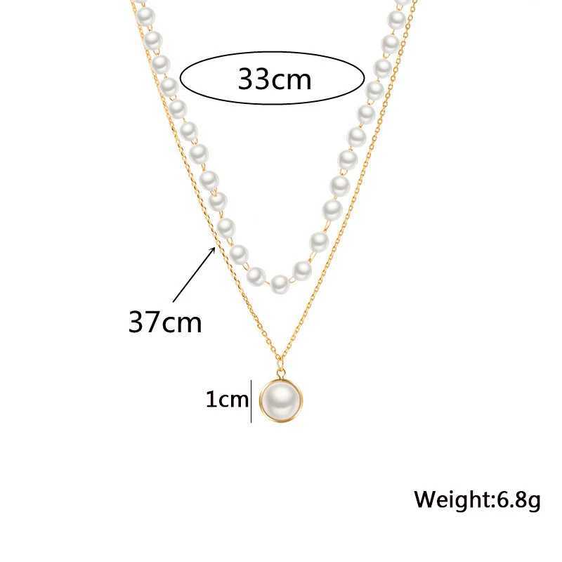 Double-layers Imitation Pearl Necklaces for Women Round Pearl Pendants Necklace Korean Fashion Charm Neck Accessories Collares H260406