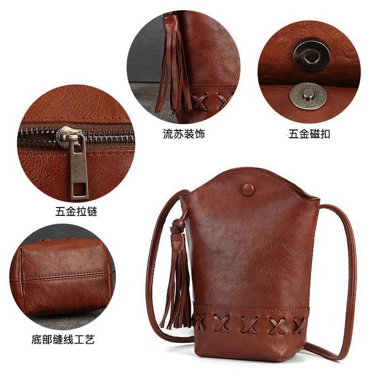 2025 Small Woven Bucket Bag cowhide Leather Pouch Womens Handbag Cellphone lipstick Purse designer Shoulder Crossbody Bag Mini C260406