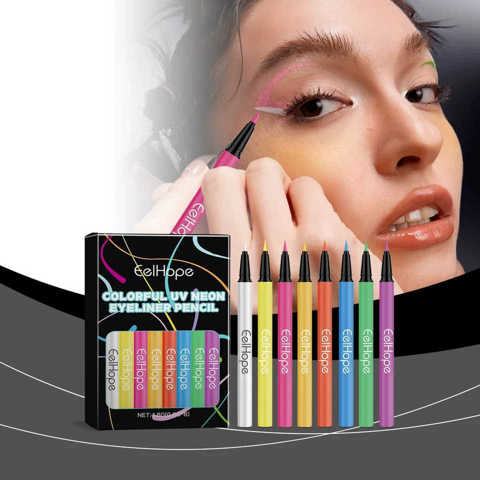 8 Color Eyeliner Pencil UV Neon Liquid Eyeliner Waterproof Long-lasting High Pigmentation Night Luminous Makeup Pens Cosmetics H260406