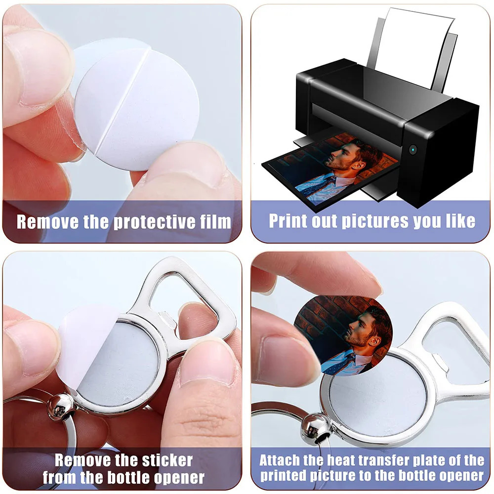 10pcs Sublimation Blank Keychains Sublimation Metal Blank Bottle Opener Keychains Aluminum Heat Transfer Key Rings 260403wwBJ - view 4