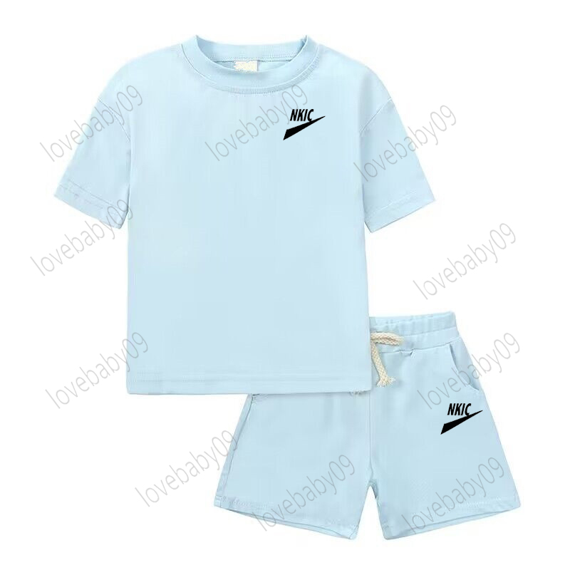 Summer boy Girls Casual Cotton T Shirt Sets Letter Print Kids Fashion Outfits Teen Children's Tracksuits Short Sleeve Tops Shorts 2pcs