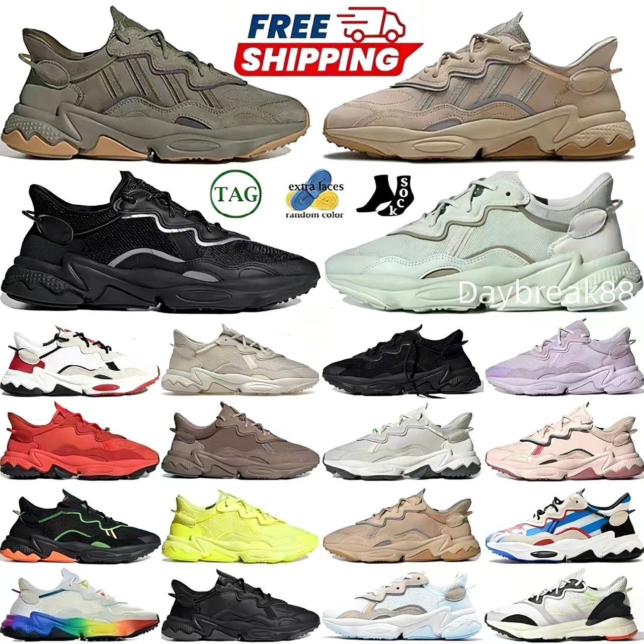 Designer shoes Men Women Leisure walking Ozweego shoes Series Running Shoes Classics All Black White Green Red Pink Grey Sports Mens Women Wide range of styles