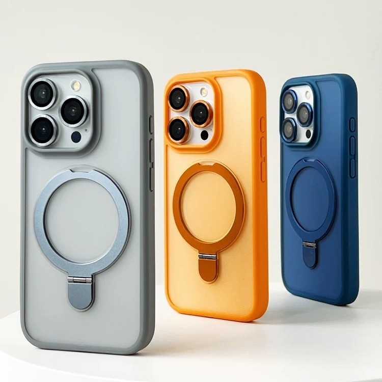 Applicable to iPhone17 matte skin magnetic suction bracket mobile phone case Apple 16 with lens film protective case 15