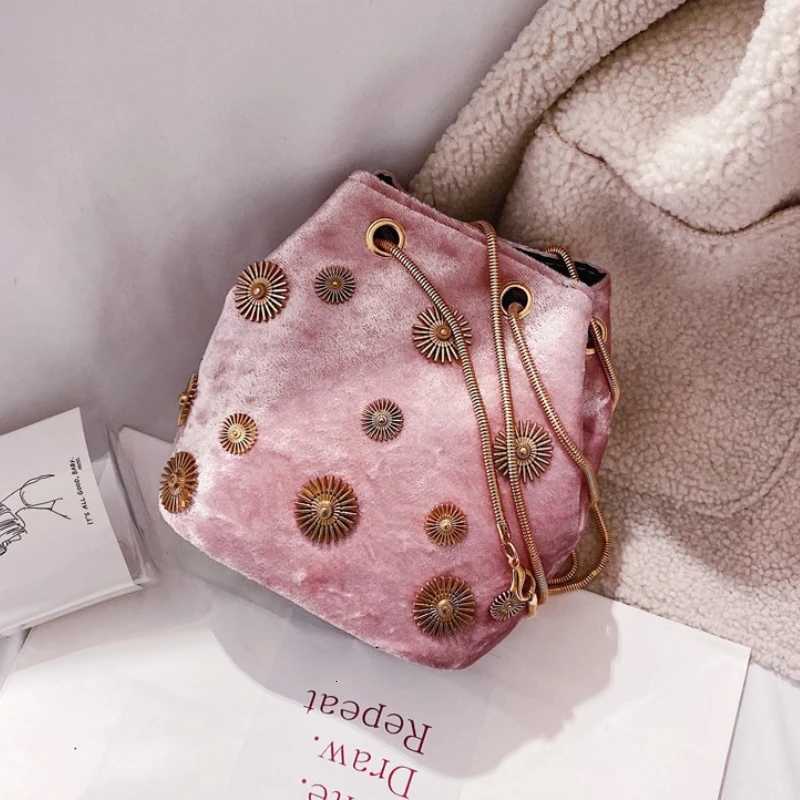 Versatile casual bag for women new Korean style fashionable shoulder bag solid color velvet chain shoulder bag C260406