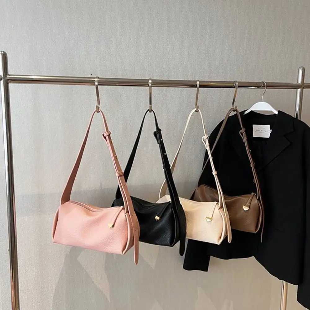 Large Capacity Lichee Pattern Crossbody Bag Solid Color Pillow Bag PU Dumpling Bag Shopping Bag Korean Style Shoulder Bag C260406