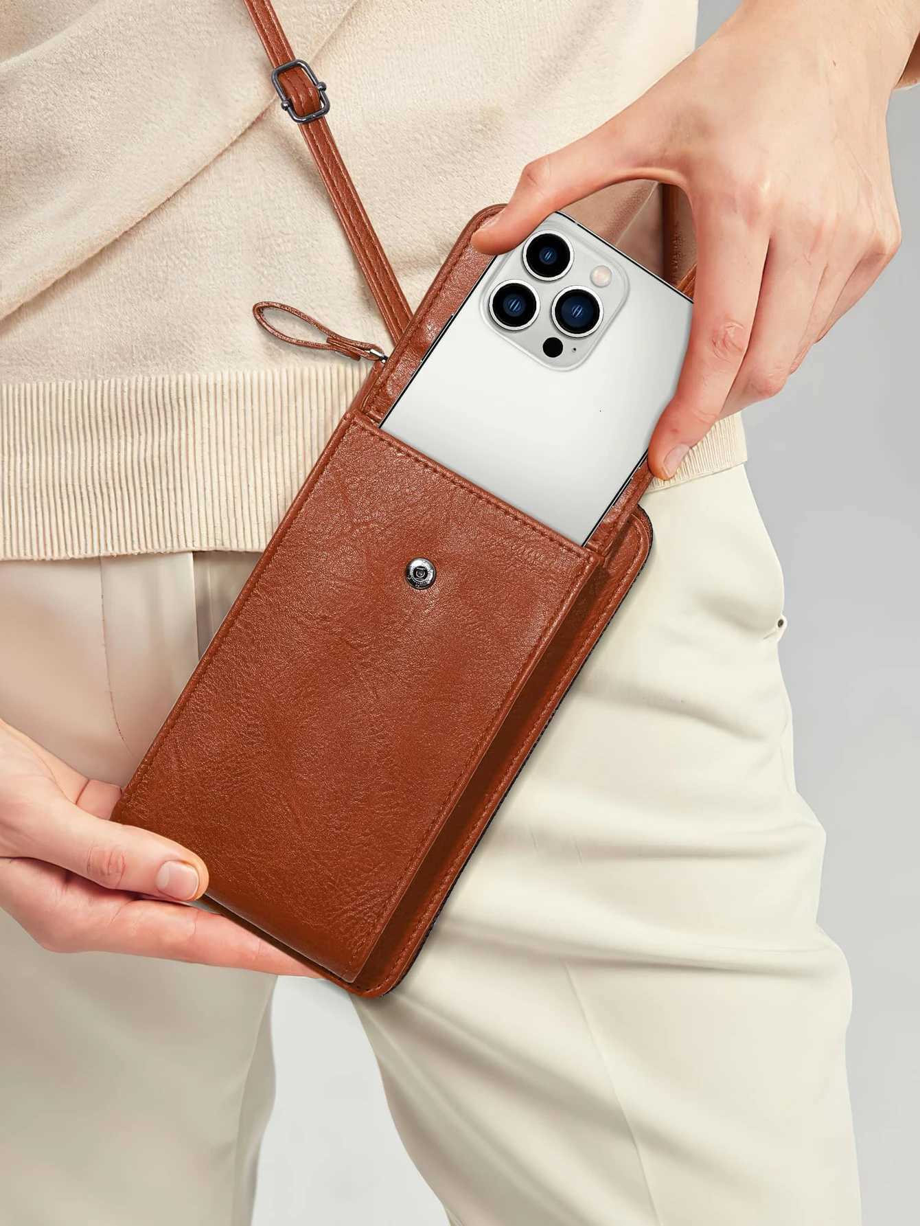 MIYIN Multi functional retro style PU leather crossbody bag fashionable solid color mobile phone bag womens casual shoulder bag C260406