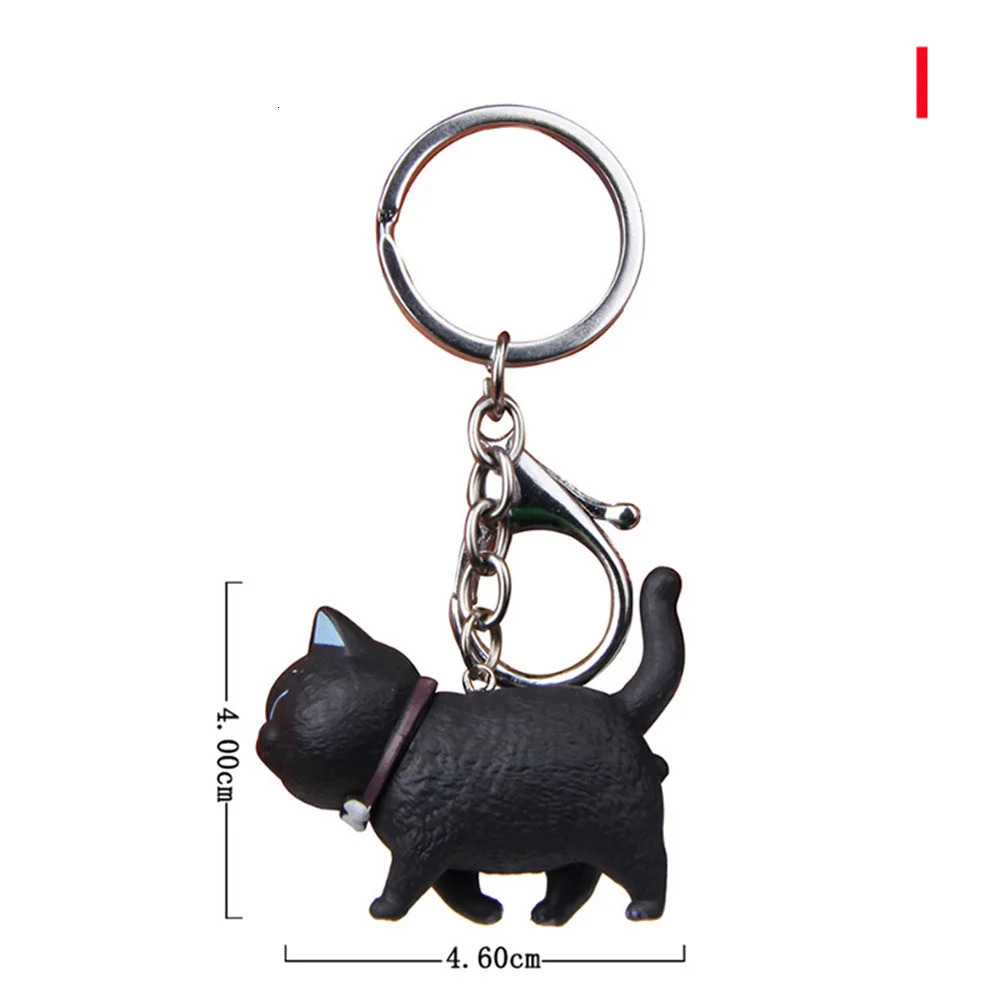 1PC Cute Cartoon Cat Pendant Key Rings Kitten Cat Key Chain Shake Head Car Bag Keychains Creative Jewelry Gift Fashion 260403BJ - view 5