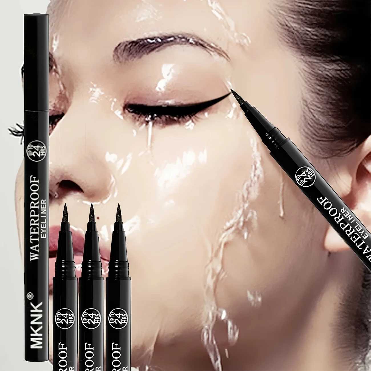 3pcs Black Waterproof Sweat-Resistant Smudge-Proof Eyeliner - Ultra Slim Long-Wear Liquid Eyeliner Pen H260406