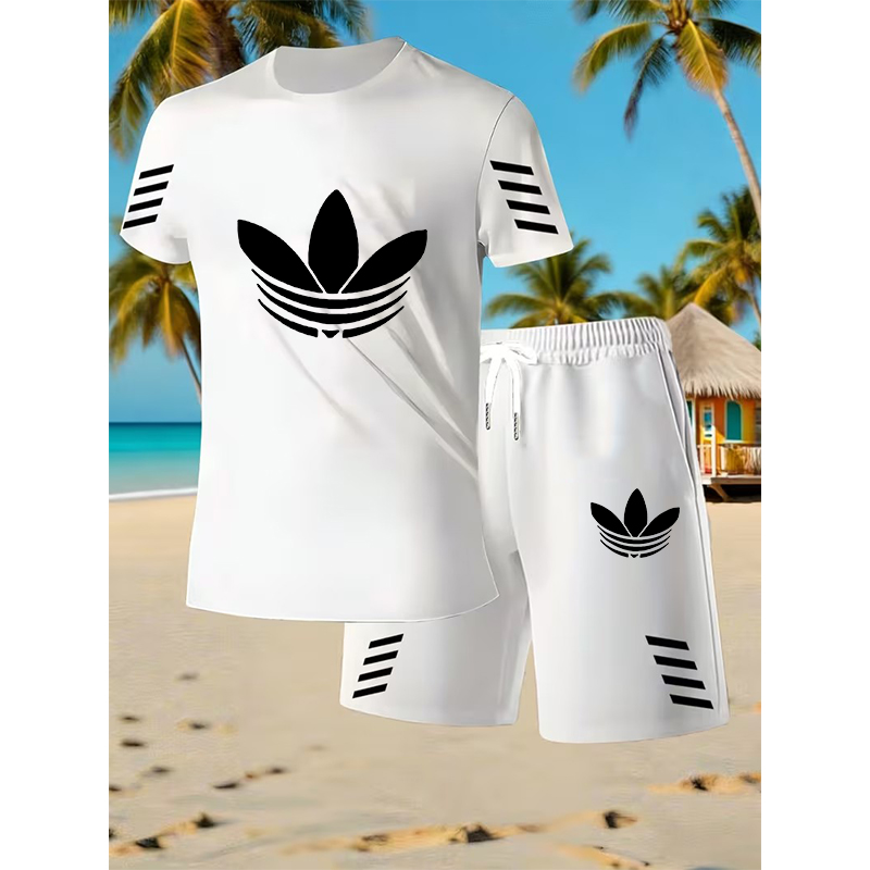 Summer Fashion Men Tracksuits Sets Cotton Streetwear O-neck Short Sleeve T Shirt & Shorts 2PCS Loose Casual Men Suits