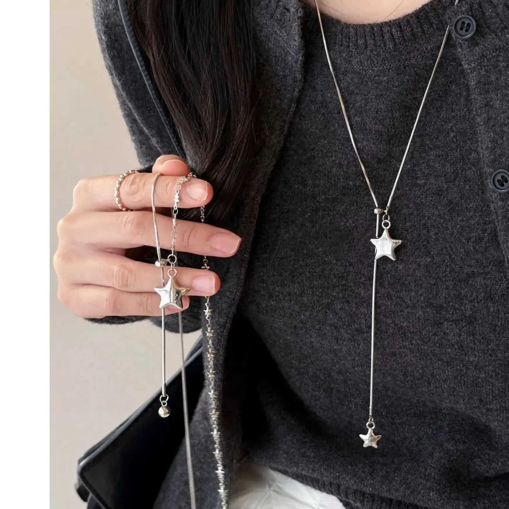 Star Five-pointed Star Sweater Chain - Elegant and Stylish Winter-Spring New Design Long Necklace for Women - Accessory H260406