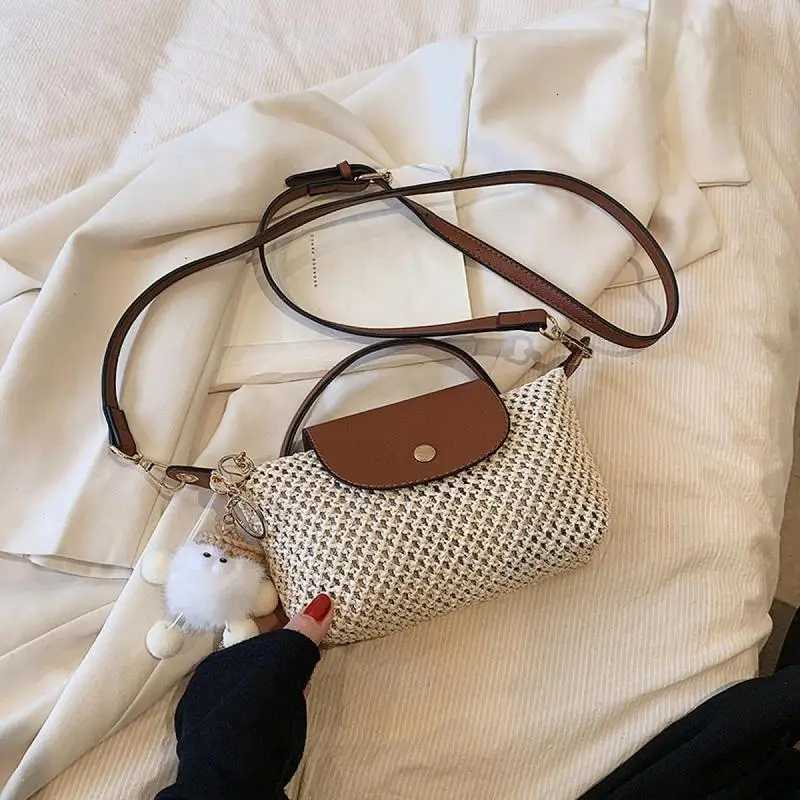 Summer Straw Braided Womens Shoulder Bag Seaside Beach Holiday Crossbody Small Handbag Single Strap for Casual Outdoor Use C260406