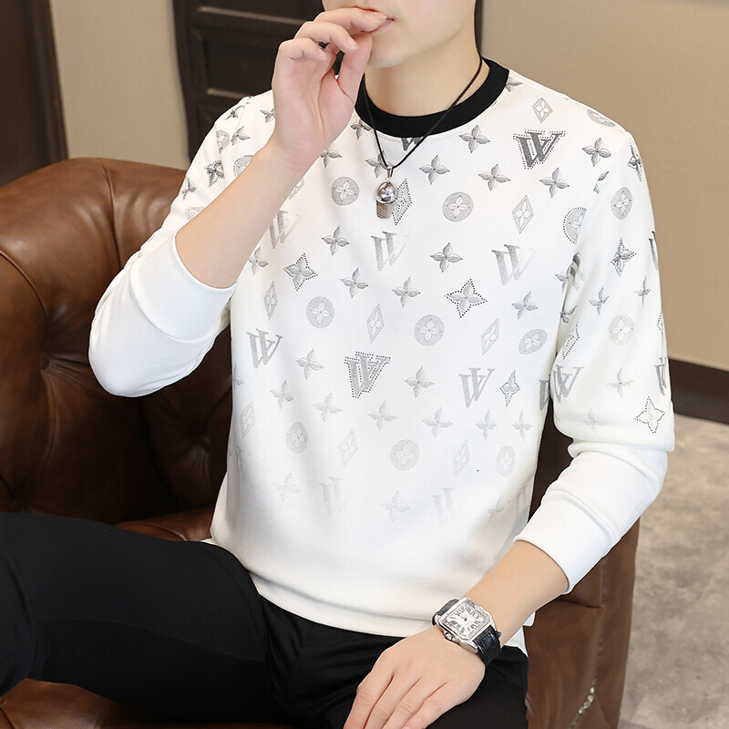 Designer Clothing - 2026 Men's Spring/autumn New Style Thick Multi-functional Fashionable Trendy Casual Printed Round-neck Long-sleeve Basic Spor