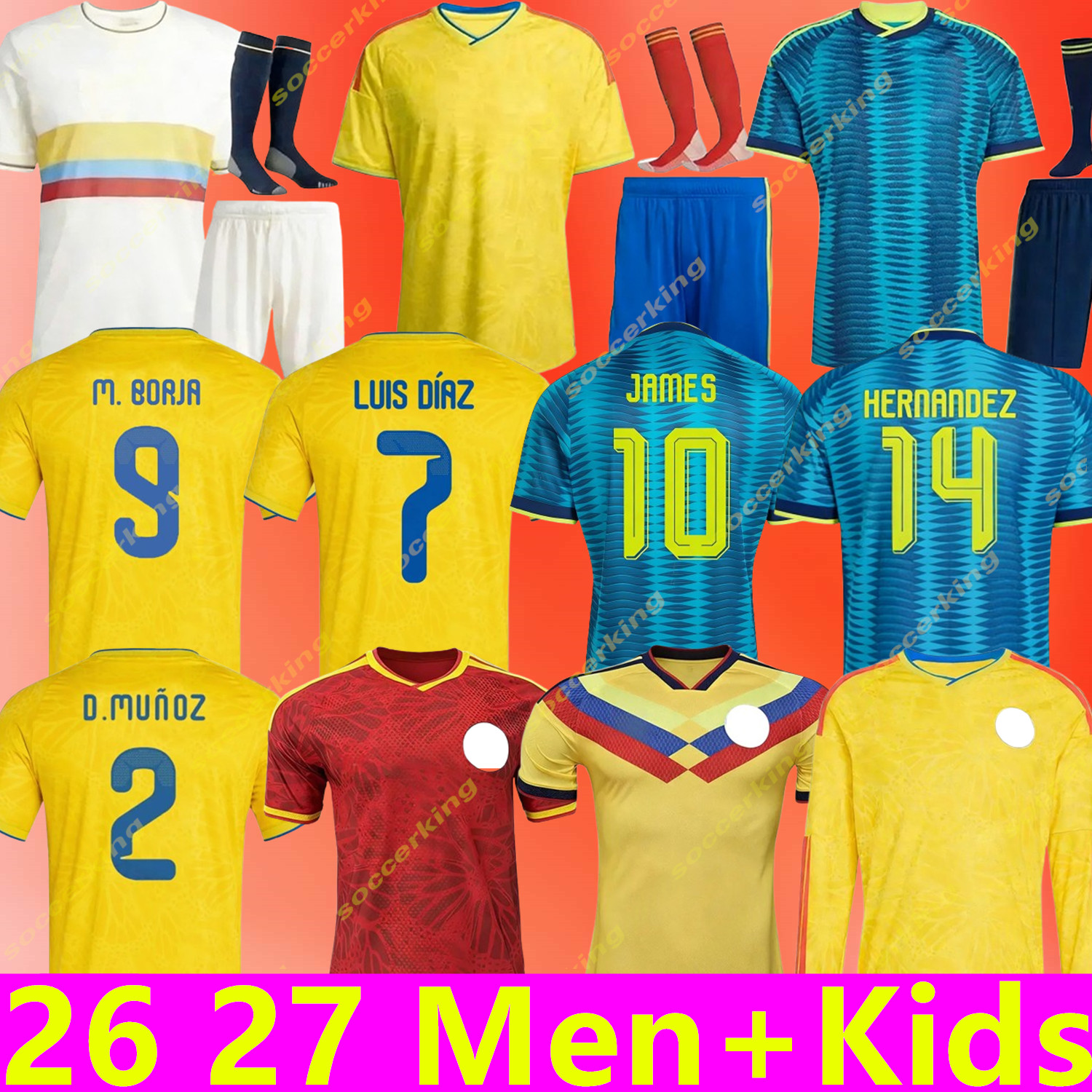 Colombia 2026 World Cup Home Centenary soccer jersey 100-years anniversary 26 27 JAMES LUIS DIAZ L.DIAZ J.LERMA D.MACHAD0 M.BORJA Copa America 2026 2027 Home away men kids