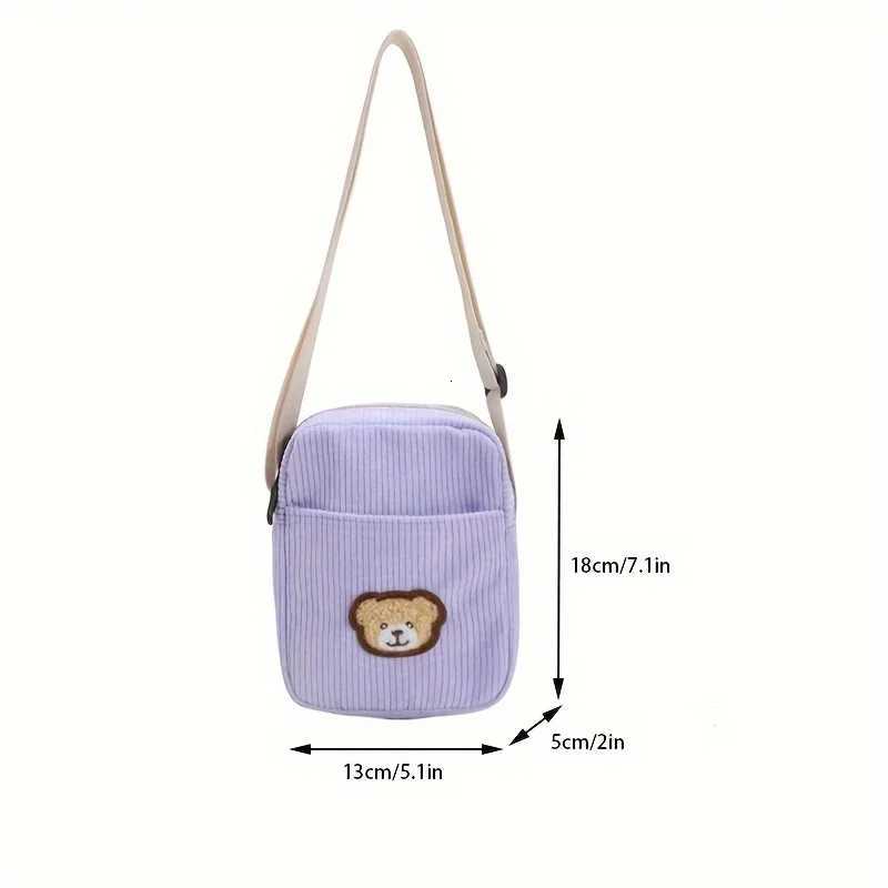 Girls Portable Corduroy Bear Phone Crossbody Bag Mobile Phone Coin Purse Fashionable Cross Small Bag Corduroy Mini Bag Bolsos C260406