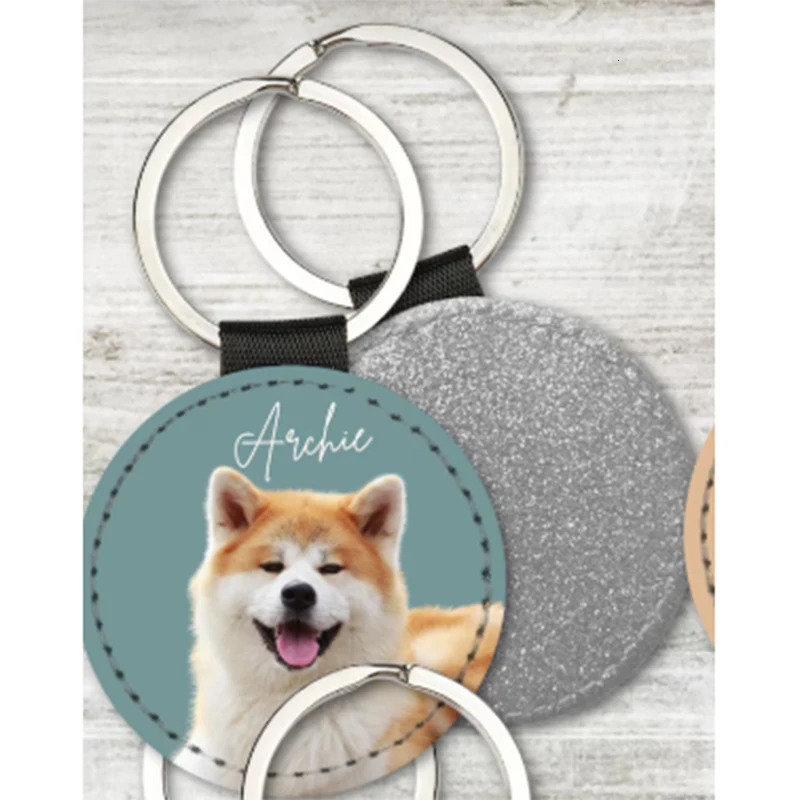 Custom Pet Po Keychain Personalized Dog Cat Portrait Name Leather Picture Keyring Charm Anniversary Memorial Loss Gift Him He 260403BJ - view 3