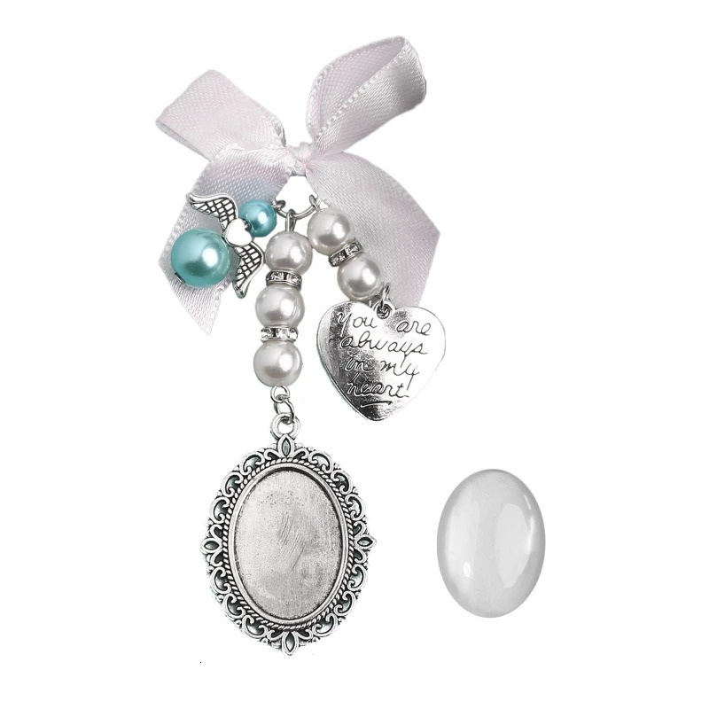 Wedding Bouquet Charm Lace Oval Bridal Bouquet Angel Charm Memorial Po Frame Charm Pin Angel Pendant Brooch for Mother of Bri 260403BJ - view 4