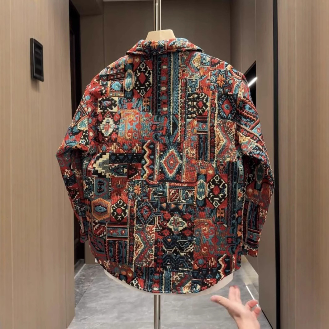Designer Clothing - New Men's Ethnic-style Jacquard Collar Shirt Coat For The Autumn Of 2026 Fashionable And Versatile Suitable For Couples To We - view 5