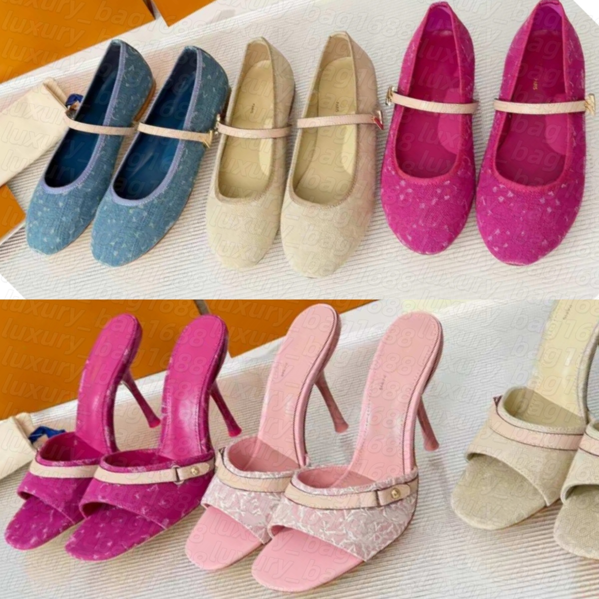Designer women sandals denim 6am mule sandal romy mary jane shoes canvas helios wedge sandal lily flat slippers slingbacks stiletto heel sandalen Chunky heel slides