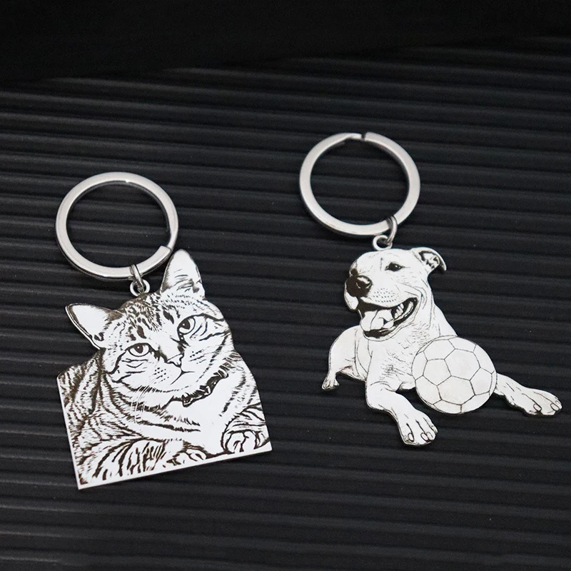 Personalized Pet Po Keychain Custom Engraved Cat Dog Picture Pendant Stainless Steel Gifts Memory Jewelry For Men Women 260403BJ - view 4
