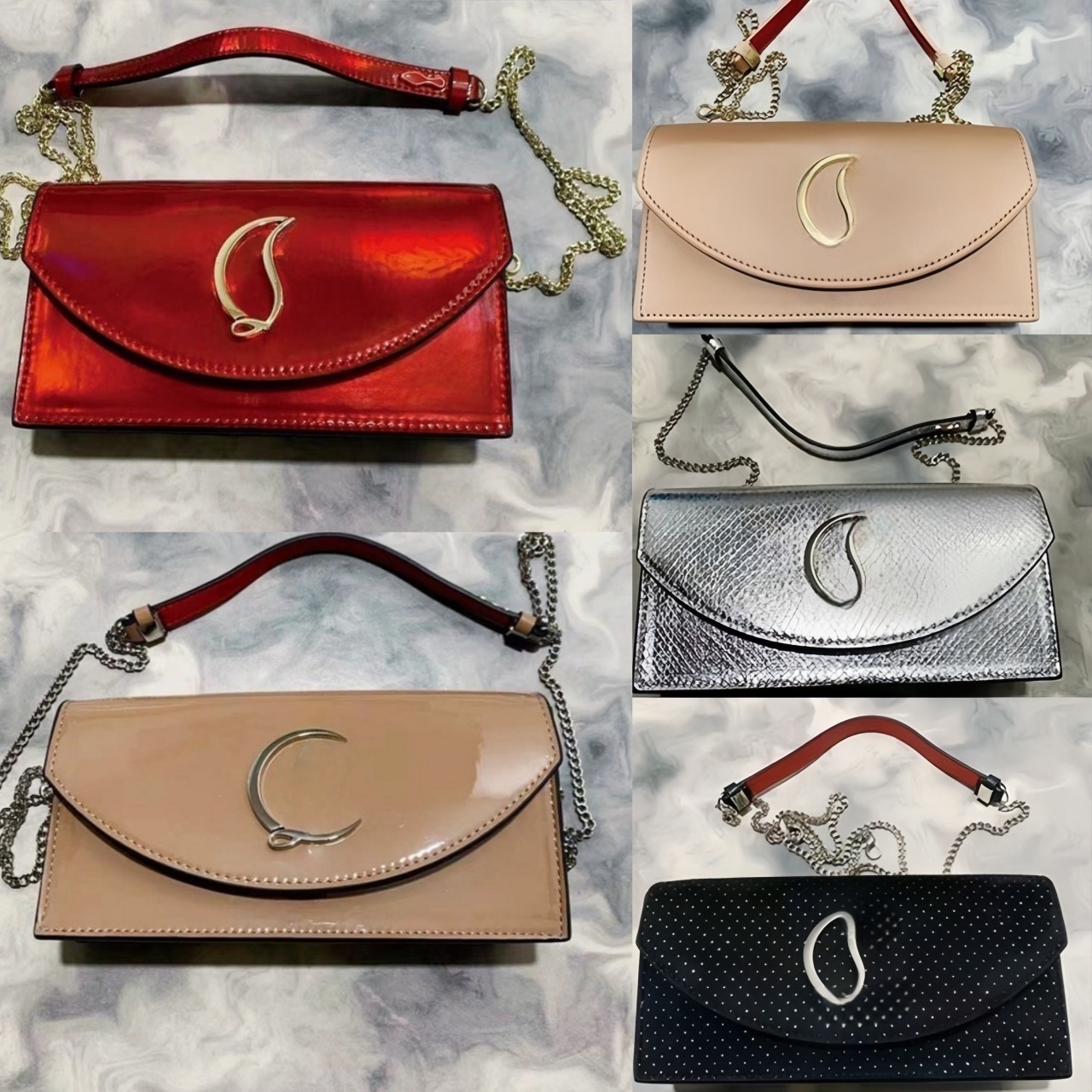 Designers Woman Shoulder Bags Red Mini Bag Gold Silver Chain Bag Bottomed Nude Black Patent Leather Woman Ladies Travel Shopping 22cm
