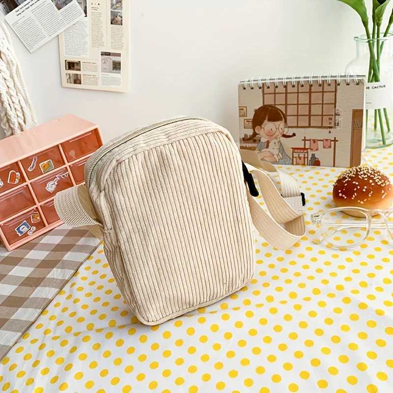 Girls Portable Corduroy Bear Phone Crossbody Bag Mobile Phone Coin Purse Fashionable Cross Small Bag Corduroy Mini Bag Bolsos C260406