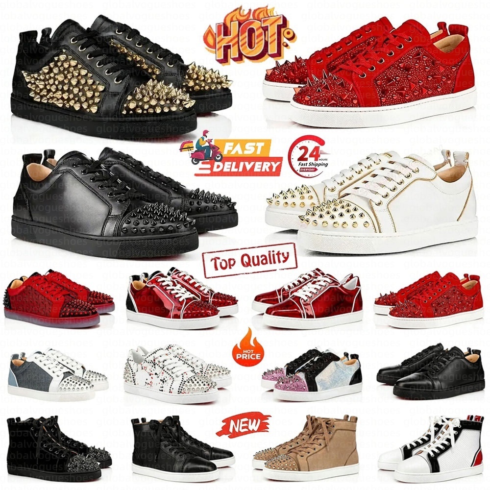2026 Designer Dress Shoes Luxury shoes Top Quality Black White Red Bottoms Men Women Rivets Leather Luxury classic shoes Office Career Wedding Casual Trainers shoes