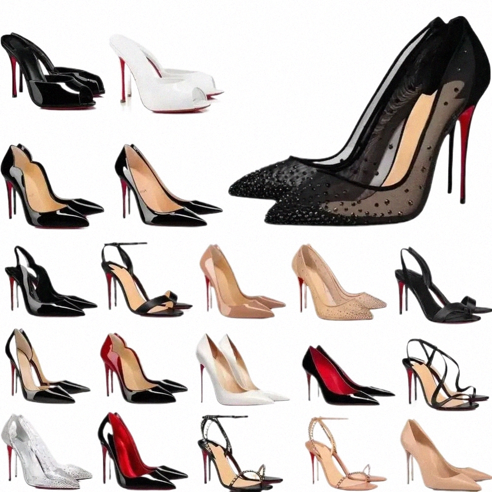heels Designer Women High Heels Shiny BottomShoes 6cm 8cm 10cm 12cm Stiletto Genuine Leather Woman Pumps Wedding Shoes Sexy Party Sandals with Red Dus T5N2#