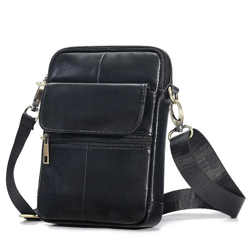 Genuine Leather mens crossbody bag high quality cowhide single-shoulder bag retro casual men small mobile phone message bag C260406