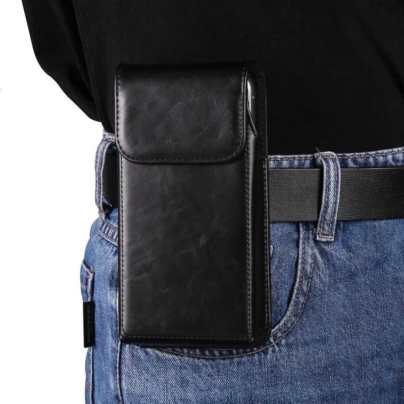 Luxury Cow magnetic Leather Belt Clip Phone Case Men Travel Waist Bag For iPhone Samsung Xiaomi Smart phone Holster Pouch Cover C260406