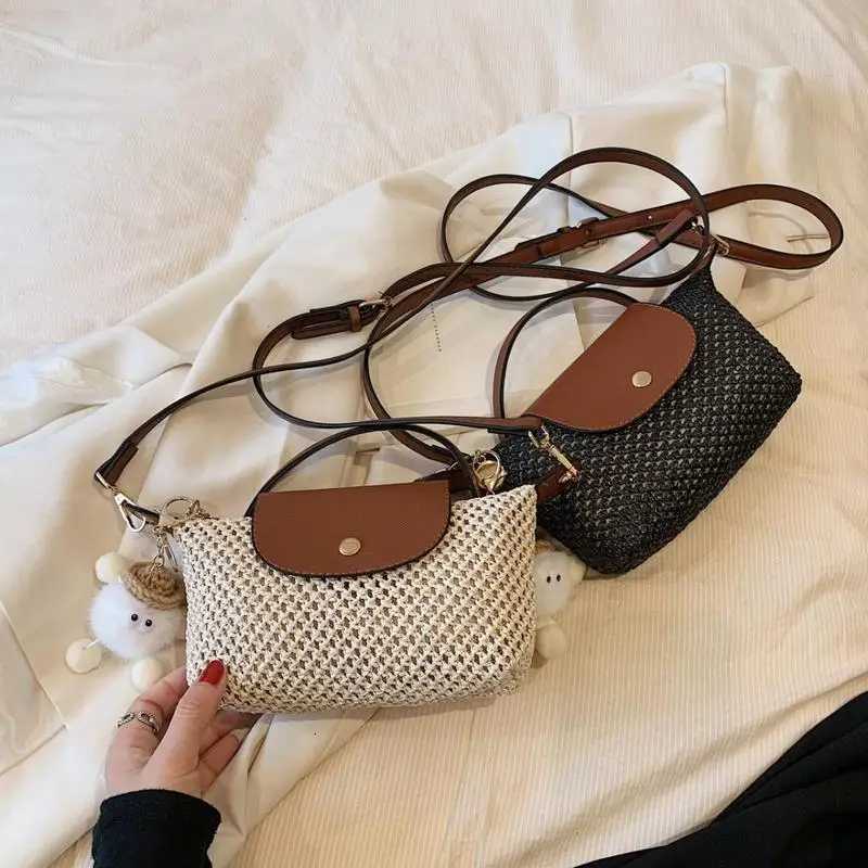 Summer Straw Braided Womens Shoulder Bag Seaside Beach Holiday Crossbody Small Handbag Single Strap for Casual Outdoor Use C260406