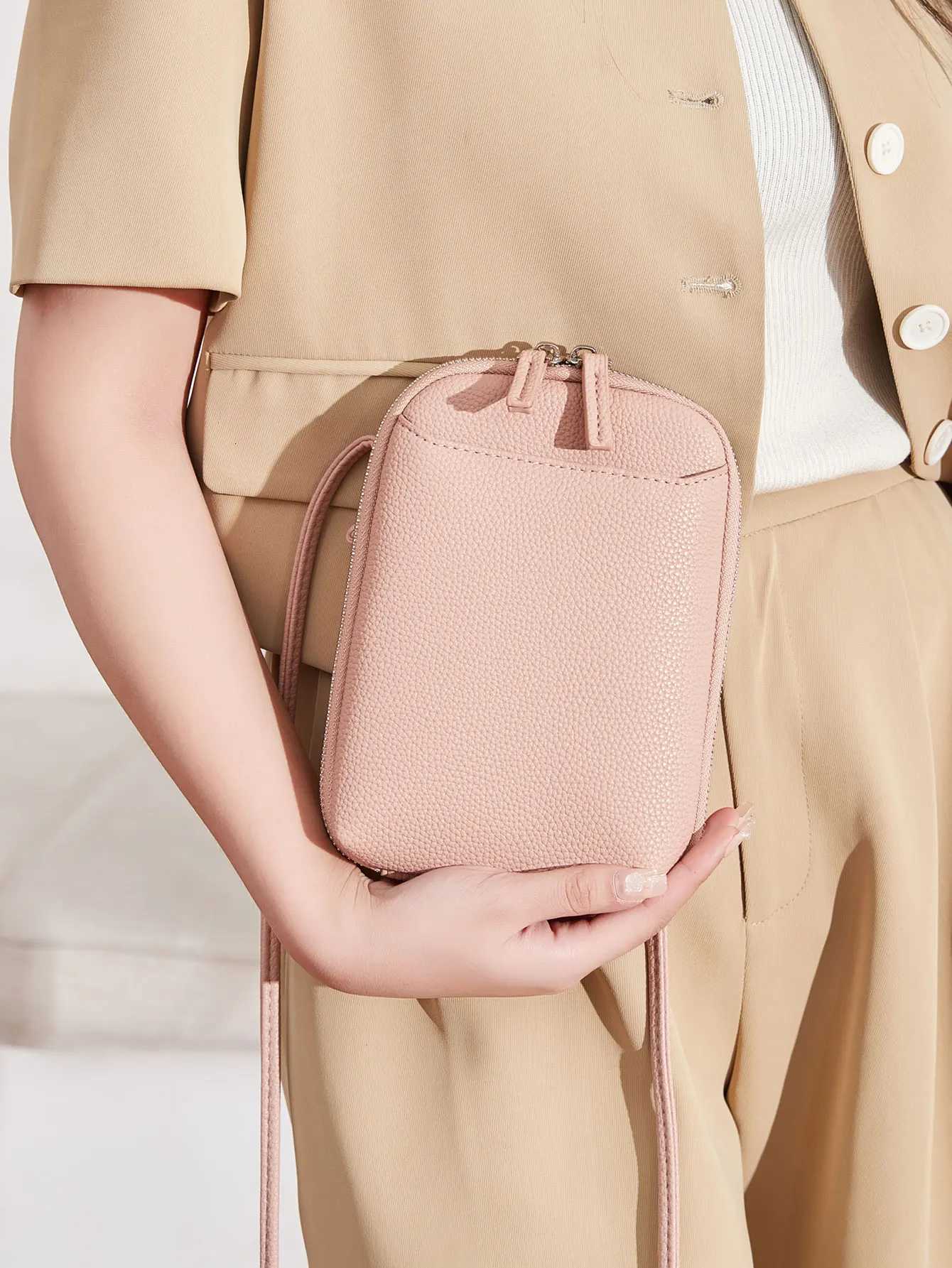 Classic solid color womens crossbody bag high-quality PU leather shoulder bag fashionableluxury large capacity mobile phone bag C260406