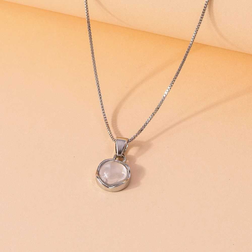 Aihua Fashion Minimalist Round Opal Pendant Necklace for Women Geometric Collarbone Aesthetic Chain Summer Jewelry Accessories H260406