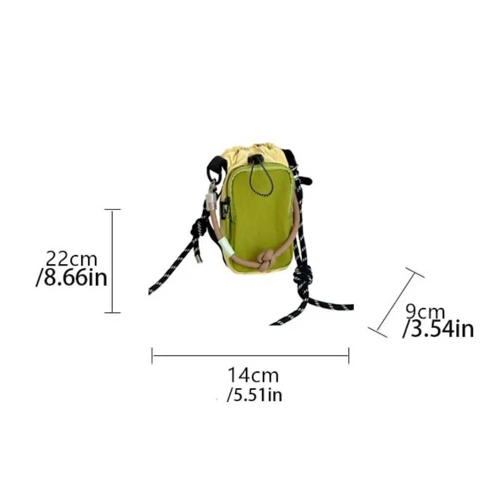 Sports Nylon Shoulder Bag Nylon Rope Coin Pouch Drawstring Crossbody Bag Korean Style Solid Color Mobile Phone Pack Outdoor C260406