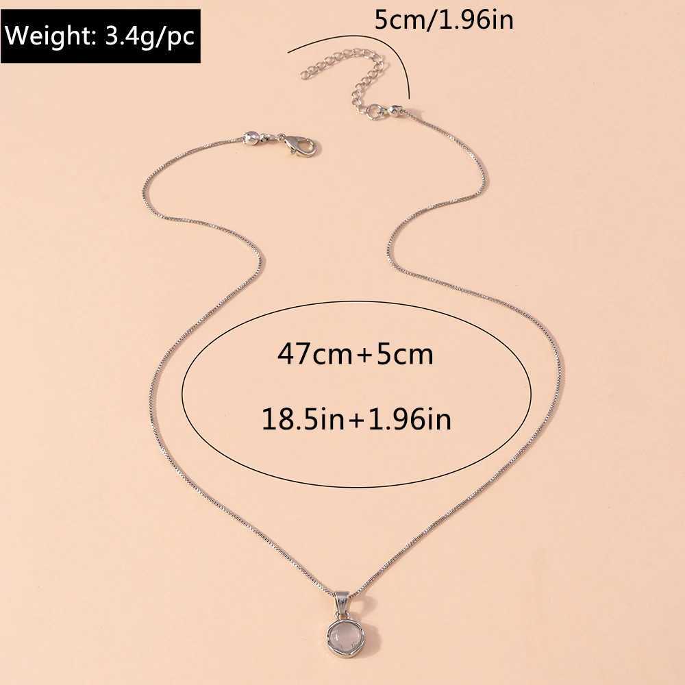 Aihua Fashion Minimalist Round Opal Pendant Necklace for Women Geometric Collarbone Aesthetic Chain Summer Jewelry Accessories H260406
