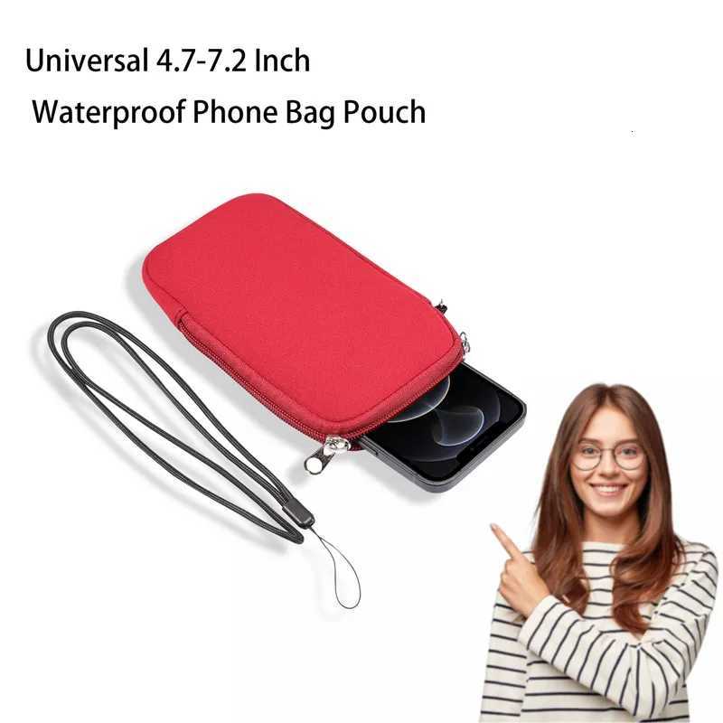 Universal Neoprene Zipper 47-72inch Mobile Phone Bag For iPhone Samsung Xiaomi Huawei Shockproof Cellphone Storage Bag C260406